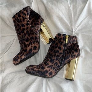 Cheetah Print and Gold Booties